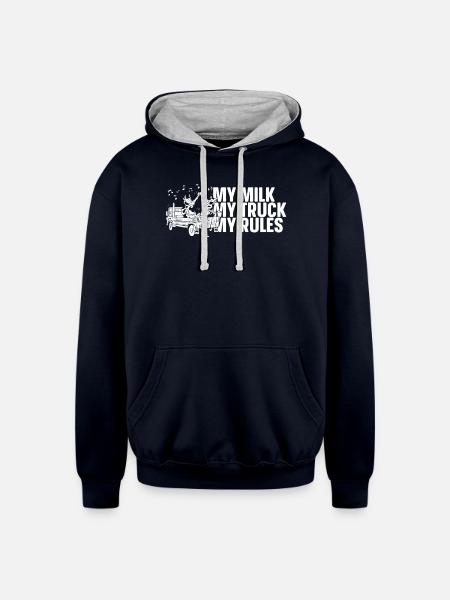 Milk Funny Milk Truck - Unisex Contrast Hoodie - navy/heather gray