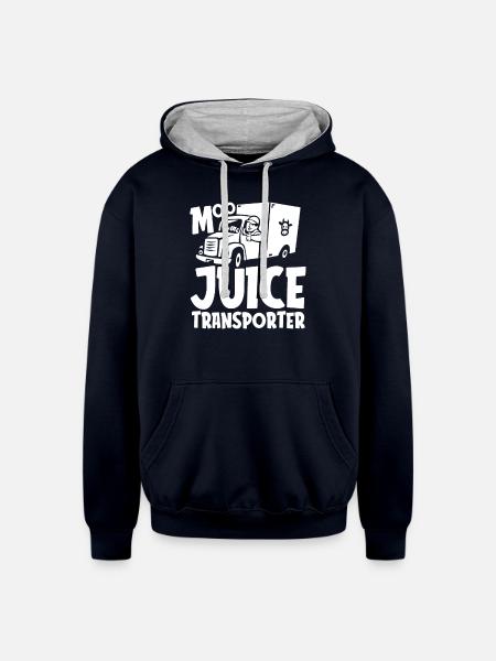 Milk Funny Milk Truck - Unisex Contrast Hoodie - navy/heather gray