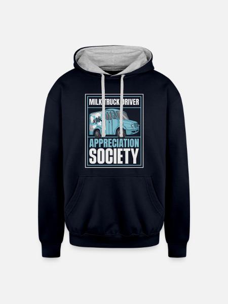 Milk Funny Milk Truck - Unisex Contrast Hoodie - navy/heather gray