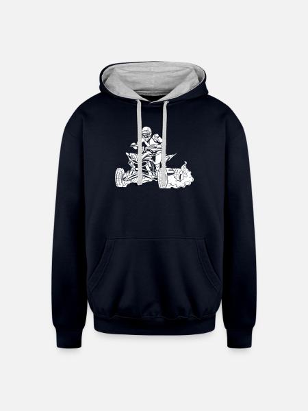 Quad Bike - Unisex Contrast Hoodie - navy/heather gray