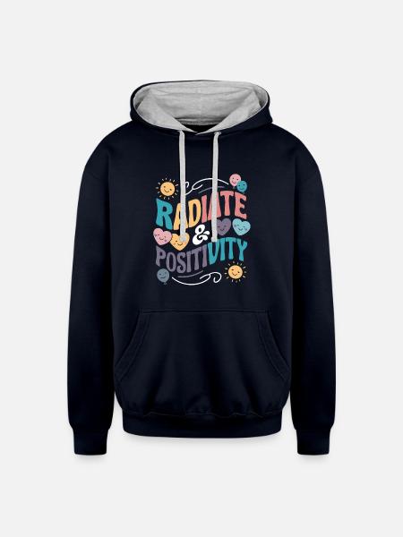 Radiate Positivity - Unisex Contrast Hoodie - navy/heather gray