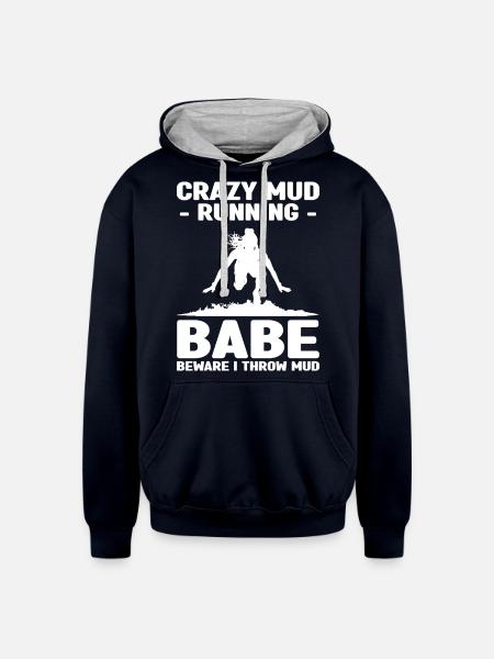 Mud racing - Unisex Contrast Hoodie - navy/heather gray
