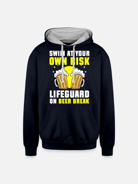 Lifeguard Pool Summer - Unisex Contrast Hoodie - navy/heather gray