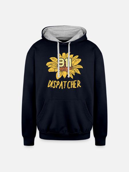 911 Dispatcher - Unisex Contrast Hoodie - navy/heather gray
