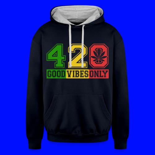Witty 420 GoodVibes Herb Weed Marijuana Design - Unisex Contrast Hoodie