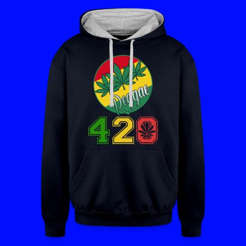 Lively 420 Reggae Ganja Weed Marijuana Design - Unisex Contrast Hoodie