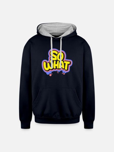 So What - Unisex Contrast Hoodie - navy/heather gray