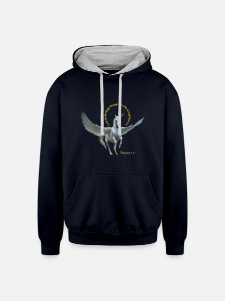Pegasus - Unisex Contrast Hoodie - navy/heather gray