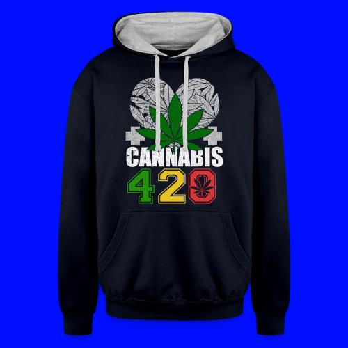 Clever 420 Smoker World Weed Marijuana Design - Unisex Contrast Hoodie