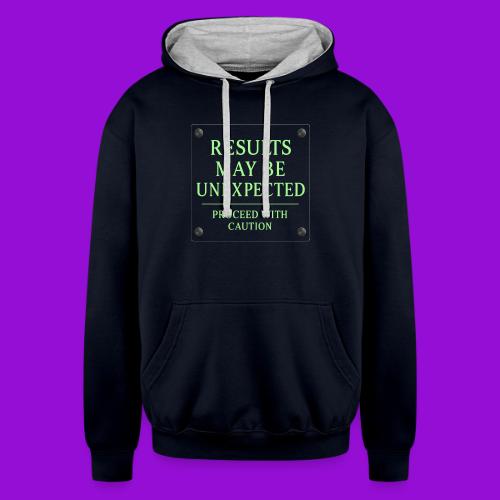 Results May Be Unexpected - Neon Green - Unisex Contrast Hoodie