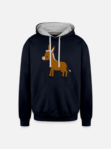 Little Donkey - Unisex Contrast Hoodie - navy/heather gray