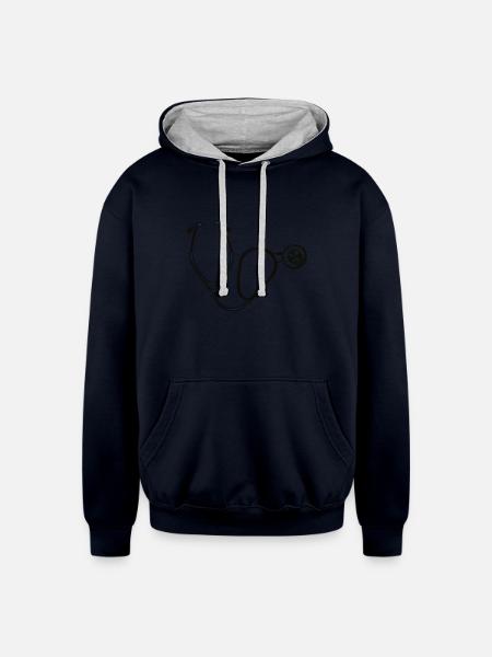 Stethoscope - Unisex Contrast Hoodie - navy/heather gray