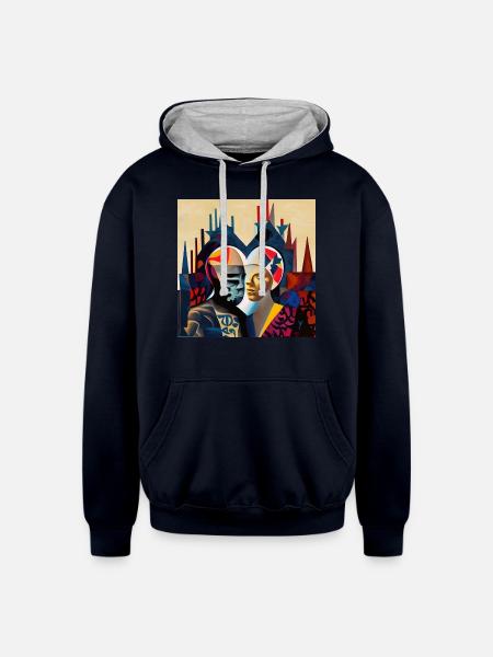 Soul connection - Unisex Contrast Hoodie - navy/heather gray