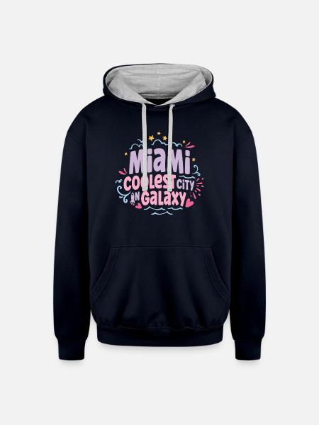 Miami - Unisex Contrast Hoodie - navy/heather gray