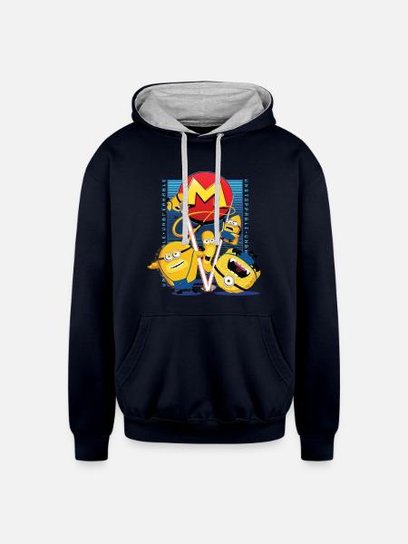 Minions Mega Minions With Super Powers - Unisex Contrast Hoodie - navy/heather gray