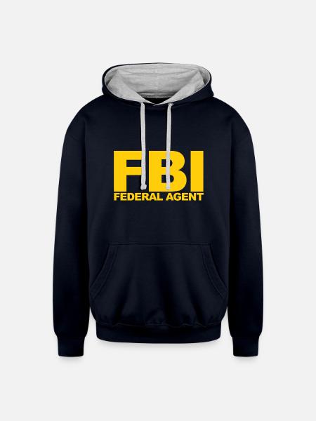 Fbi Federal Agent - Unisex Contrast Hoodie - navy/heather gray