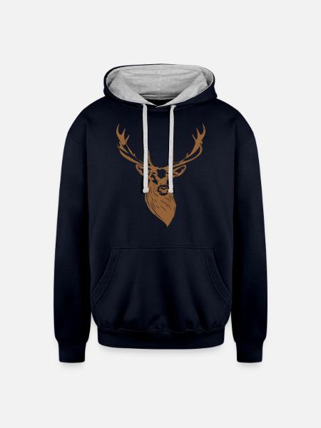 Nice Deer - Unisex Contrast Hoodie - navy/heather gray