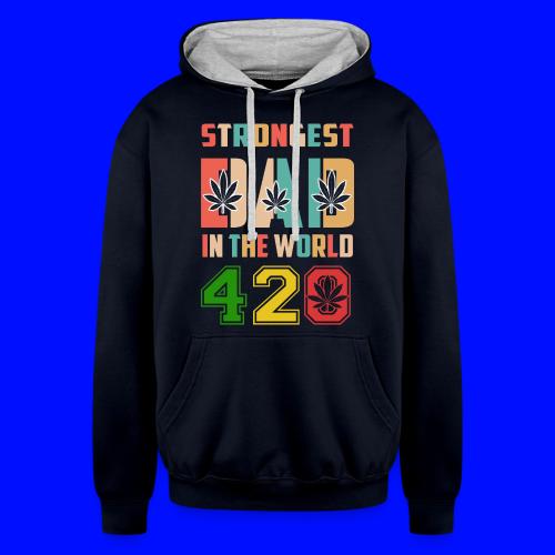 Chucklesome 420 Dad Loves Herb Weed Marijuana - Unisex Contrast Hoodie