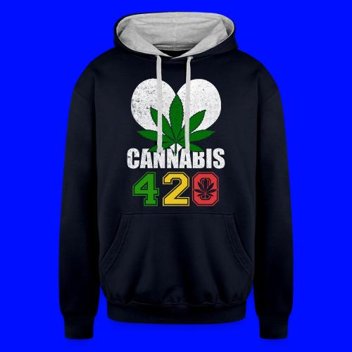 Sidesplitting 420 Love Herb Weed Marijuana Design - Unisex Contrast Hoodie