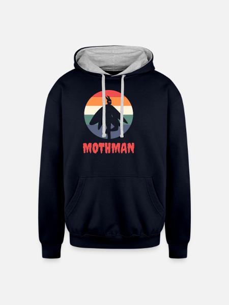 Mothman - Unisex Contrast Hoodie - navy/heather gray