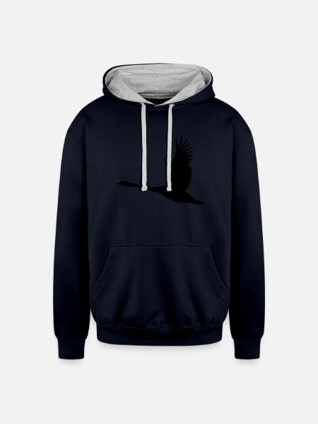 Tattoo Style Swan - Unisex Contrast Hoodie - navy/heather gray
