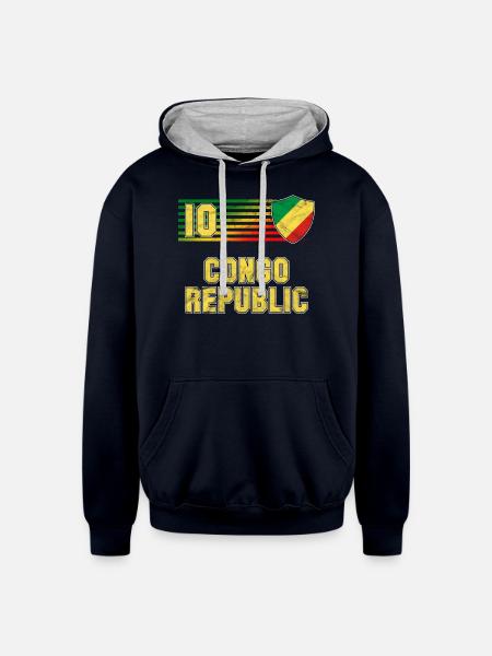 Congo Republic - Unisex Contrast Hoodie - navy/heather gray