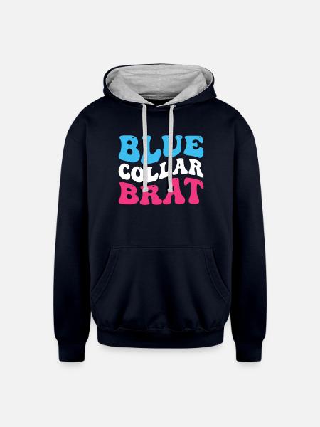 Blue Collar Brat - Unisex Contrast Hoodie - navy/heather gray