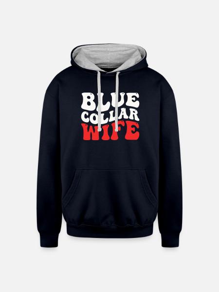 Blue Collar Wife - Unisex Contrast Hoodie - navy/heather gray