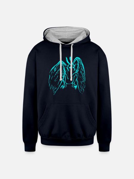 Mothman - Unisex Contrast Hoodie - navy/heather gray