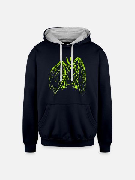 Mothman - Unisex Contrast Hoodie - navy/heather gray