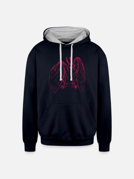 Mothman - Unisex Contrast Hoodie - navy/heather gray
