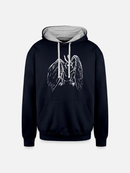 Mothman - Unisex Contrast Hoodie - navy/heather gray