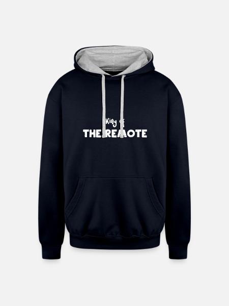 King of the Remote - Dad - Unisex Contrast Hoodie - navy/heather gray