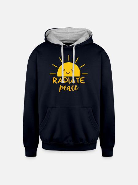 Radiate Peace - Unisex Contrast Hoodie - navy/heather gray