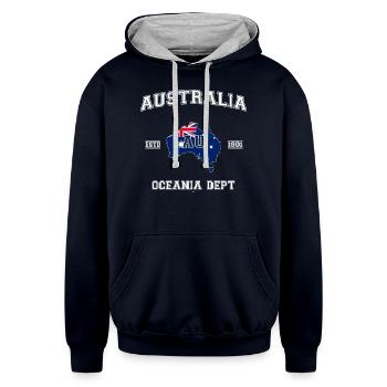 Australia flag map - Unisex Contrast Hoodie - navy/heather gray - Front