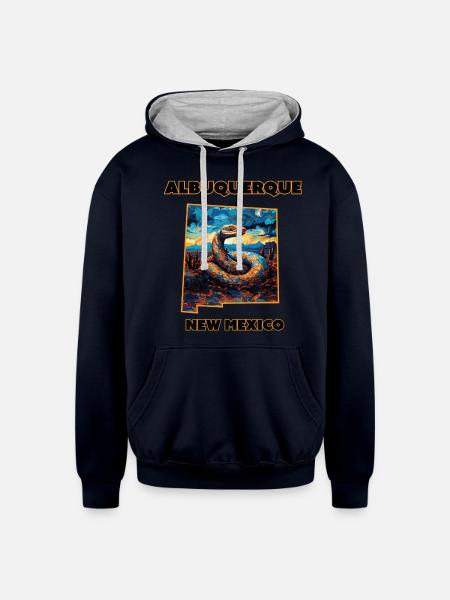 New Mexico - Rattlesnake - Unisex Contrast Hoodie - navy/heather gray