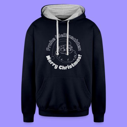 Frohe Weihnachten Merry Christmas Santa Line Art - Unisex Contrast Hoodie