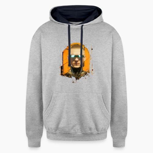 palnoch cyberpunk human head artwork - Unisex Contrast Hoodie