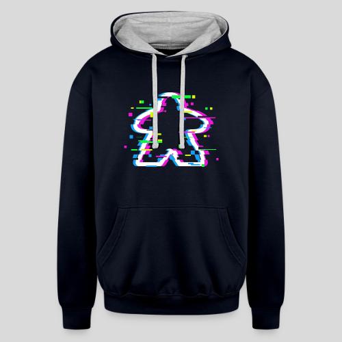 Glitched Meeple - Unisex Contrast Hoodie
