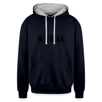 Nurse - Unisex Contrast Hoodie - navy/heather gray - Front