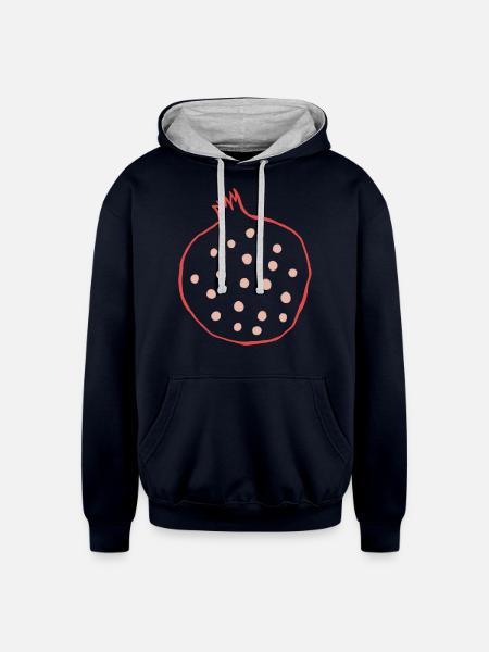 Pomegranate And Seeds - Unisex Contrast Hoodie - navy/heather gray