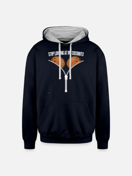 Looking Coconuts Summer Coconut - Unisex Contrast Hoodie - navy/heather gray