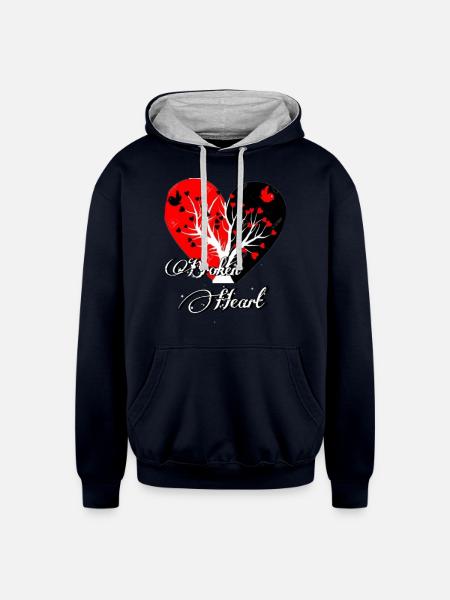 Broken heart - Unisex Contrast Hoodie - navy/heather gray