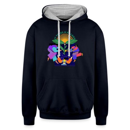 It Takes a Village! - Unisex Contrast Hoodie