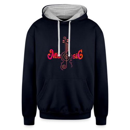 guitar music design - Unisex Contrast Hoodie