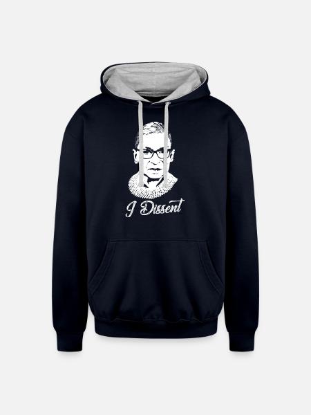 Notorious RBG - I Dissent - Unisex Contrast Hoodie - navy/heather gray
