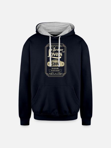 Brother Love Traveling Salvation Show - Unisex Contrast Hoodie - navy/heather gray