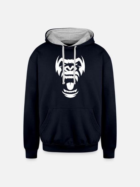 Angry Gorilla Furious Silverback - Unisex Contrast Hoodie - navy/heather gray