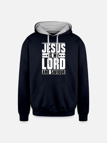 Jesus is my Lord and Saviour - Unisex Contrast Hoodie - navy/heather gray