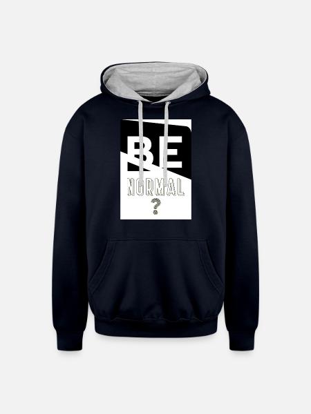 Be Normal - Unisex Contrast Hoodie - navy/heather gray